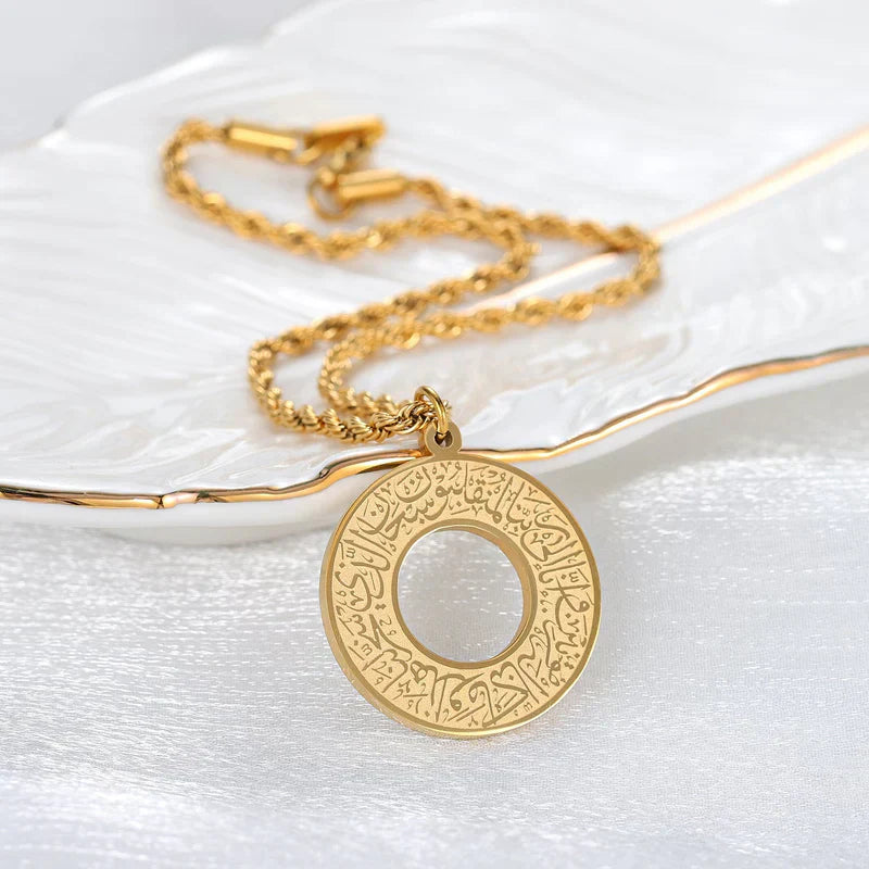 Round Arabic Engraved Pendant Necklace
