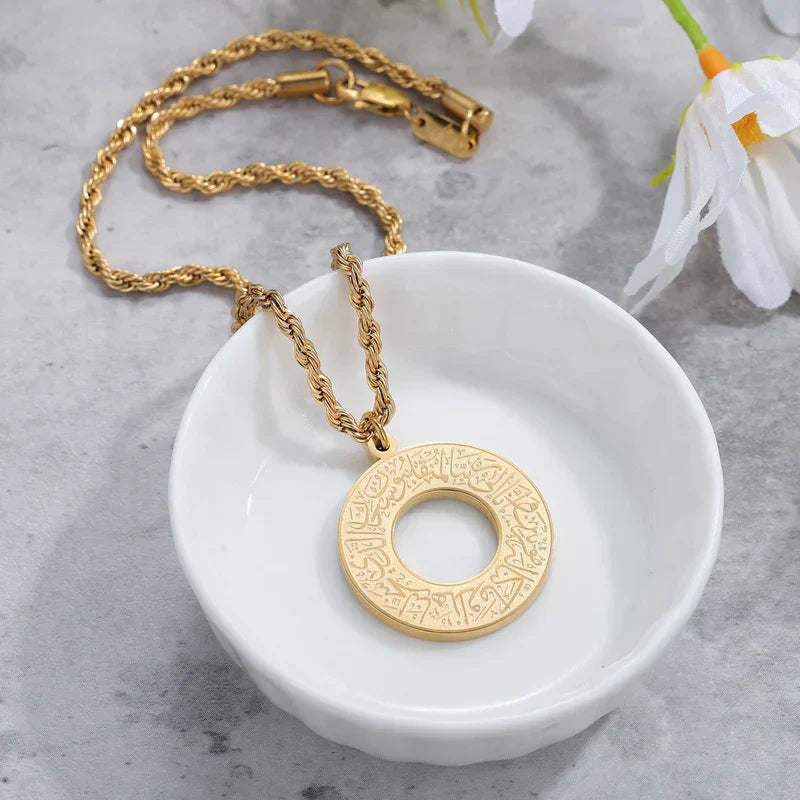 Round Arabic Engraved Pendant Necklace