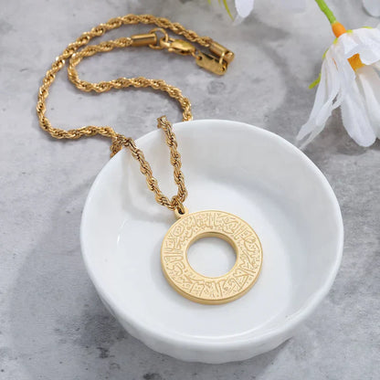 Round Arabic Engraved Pendant Necklace
